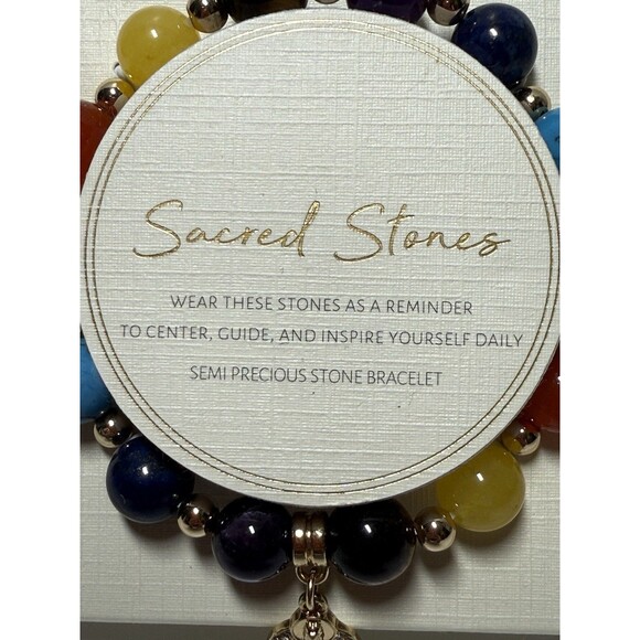 Sacred Stones Semi Precious Beaded Stretch Bracelet New - Picture 4 of 5